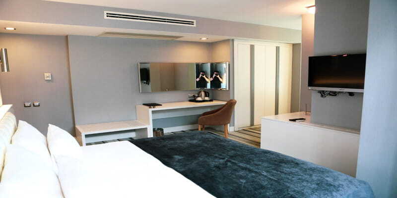 Modern hotel room with ventilation and smart HVAC system
